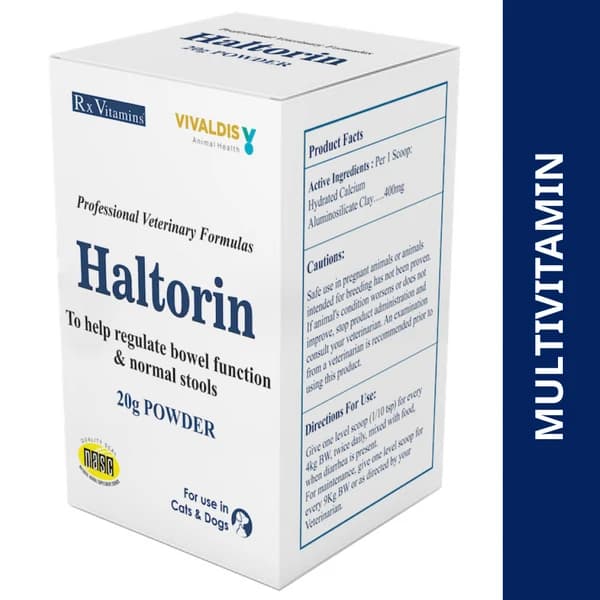 Vivaldis Haltorin Powder (Hydrated Sodium Calcium Aluminosilicate - HSCAS "Smart Clay") Digestive Care & Anti-Diarrheal Adsorbent for Dogs & Cats (20g)
