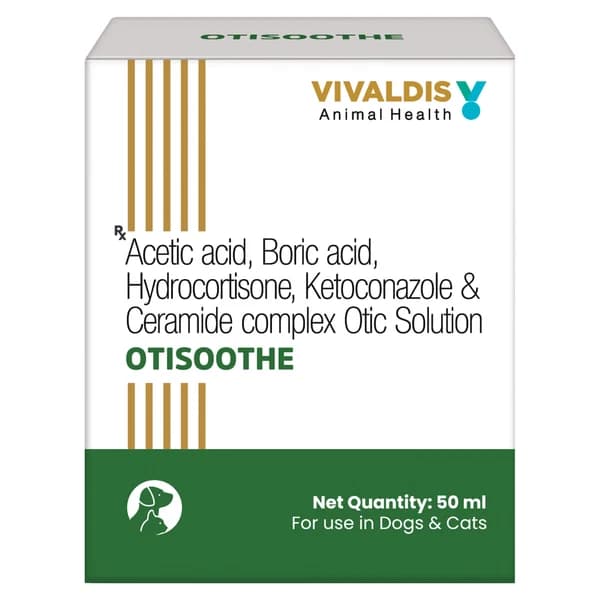 Vivaldis Otisoothe Otic Solution Antifungal, Antibacterial & Soothing Ear Drops for Dogs & Cats (50ml)