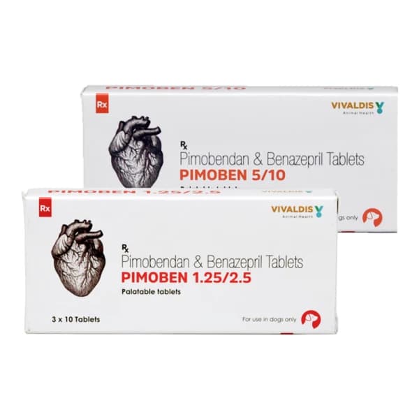 Vivaldis Pimoben (Pimobendan & Benazepril Hydrochloride) Dual-Action Cardiac Tablets for Dogs