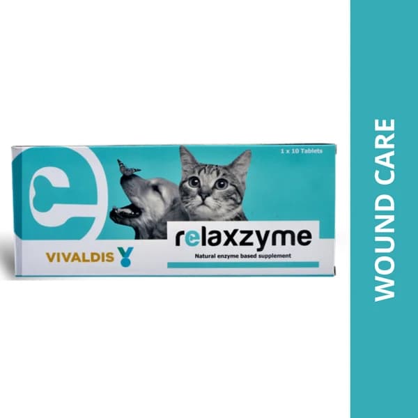 Vivaldis Relaxzyme Natural Proteolytic Enzyme Wound Healing Tablets for Cats & Small Dogs (Pack of 10 Tablets)