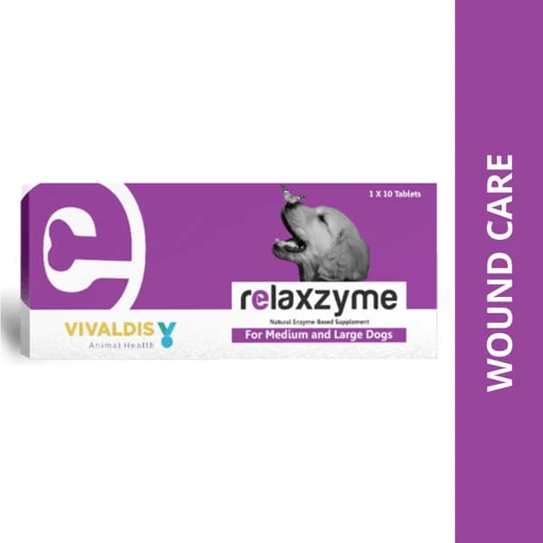 Vivaldis Relaxzyme Wound Healing & Anti-Inflammatory Tablets for Medium & Large Dogs (Pack of 10 Tablets)
