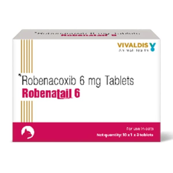 Vivaldis Robenatail 6mg (Robenacoxib) Targeted COX-2 NSAID Painkiller Tablets for Cats (Strip of 3 Tablets)