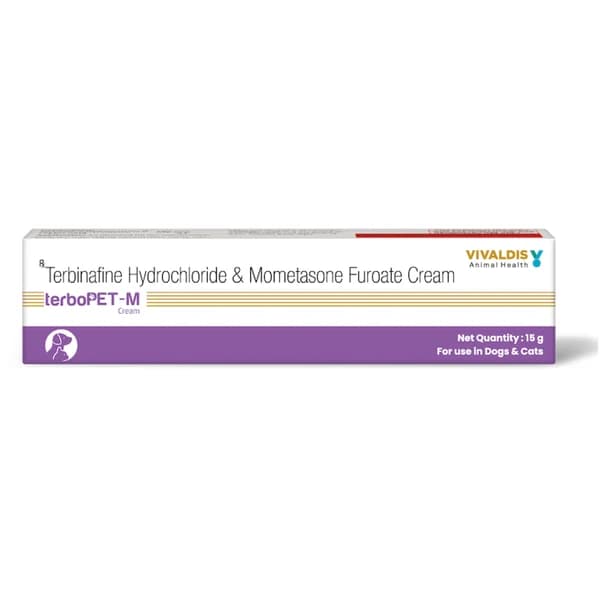 Vivaldis Terbopet M (Terbinafine & Mometasone Furoate) Antifungal & Anti-Inflammatory Ointment for Dogs & Cats (15g)