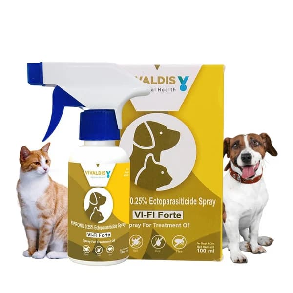 Vivaldis Vi-Fi Forte (Fipronil 0.25% w/v) Tick & Flea Control Spray for Dogs and Cats (100ml)