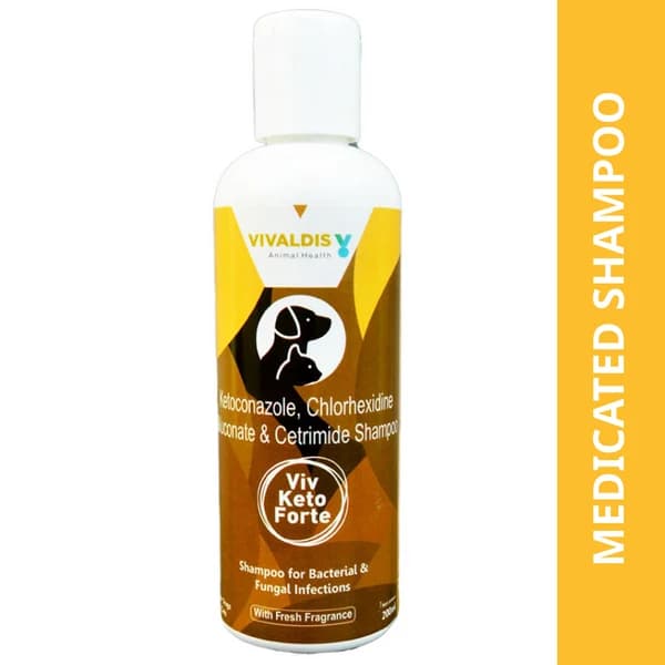 Vivaldis Viv Keto Forte Antifungal, Antibacterial & Antiseptic Medicated Shampoo for Dogs & Cats (200ml)