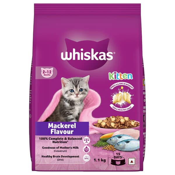 Whiskas Mackerel Flavour Complete & Balanced Dry Cat Food for Kittens (2 to 12 Months)