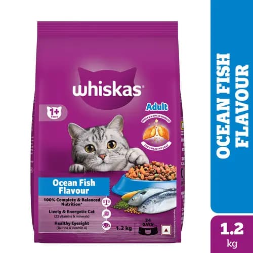 Whiskas Ocean Fish Flavour Complete & Balanced Dry Cat Food for Adult Cats (1+ Years)